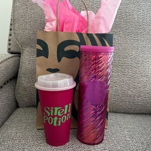 Starbucks New Pink Candy Swirl Tumbler set